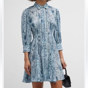 Theory Blue & White Printed Mini Dress